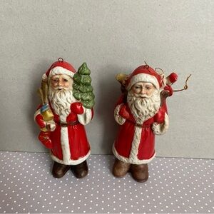 Vintage Porcelain Santa Claus Ornaments Lot of 2
